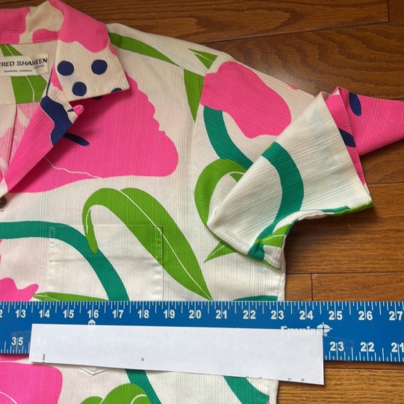 Alfred Shaheen Hawaiian Vintage Floral Shirt Mens Large Pink Tropical RARE PRINT - Picture 9 of 14